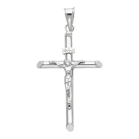 Jewelry 14k White Gold Crucifix Religious Pendant
