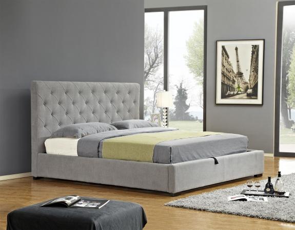 18258-F Prague Sotrage Full Size Bed&#44; Light Grey