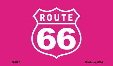 M-025 3.5 x 2 in. Route 66 Shield Pink Novelty Metal Magnet