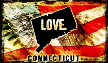 M-8593 3.5 x 2 in. Love Connecticut Novelty Metal Magnet