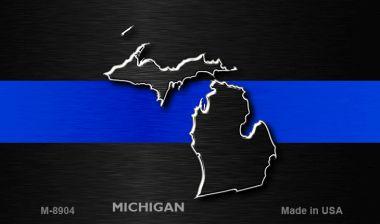 M-8904 3.5 x 2 in. Michigan Thin Blue Line Novelty Metal Magnet