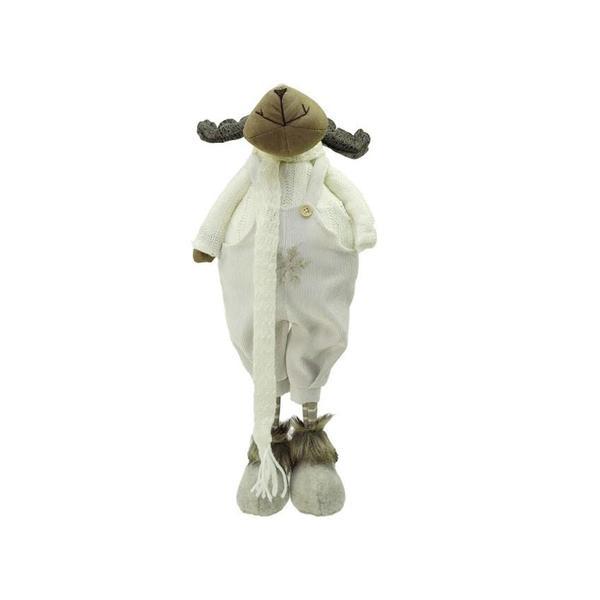 26 in. White & Brown Standing Boy Moose Decorative Christmas Tabletop Figure