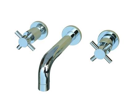 8 Inch Center Wall Mount Lavatory Faucet - Polished Brass