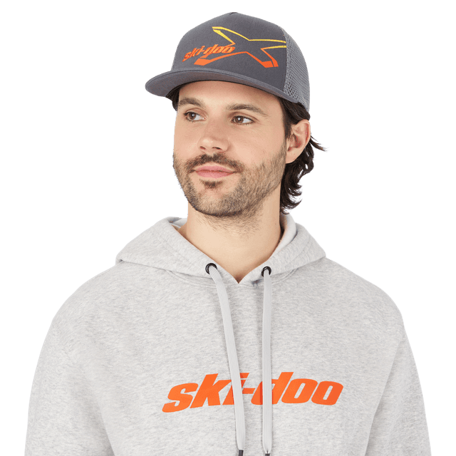 Ski-Doo Unisex X-Team Gradiant Fitted Flat Cap / S/M / Charcoal Grey / Snowmobile Gear