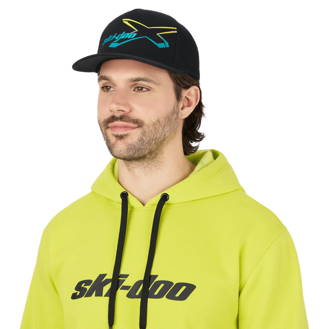 Ski-Doo Unisex X-Team Gradiant Fitted Flat Cap / L/XL / Black / Snowmobile Gear