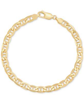 Italian Gold Lightweight Polished Mariner Link Chain Bracelets 14k Yellow Gold Or White Gold