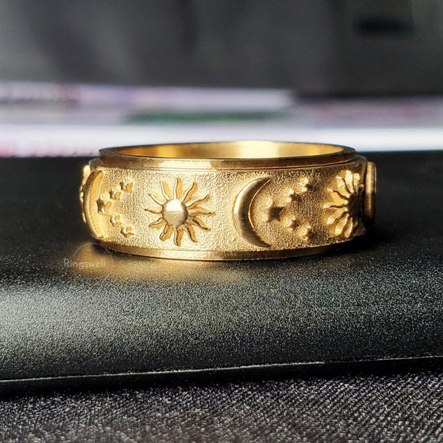 8mm Sun and Moon Spinner Relieving Stress Ring in Gold