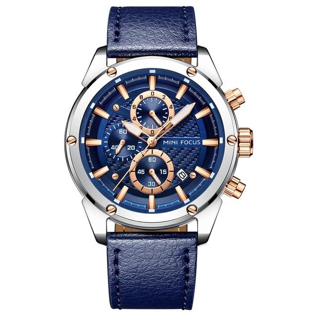 Montre lumineuse décontractée avec bracelet en cuir et date