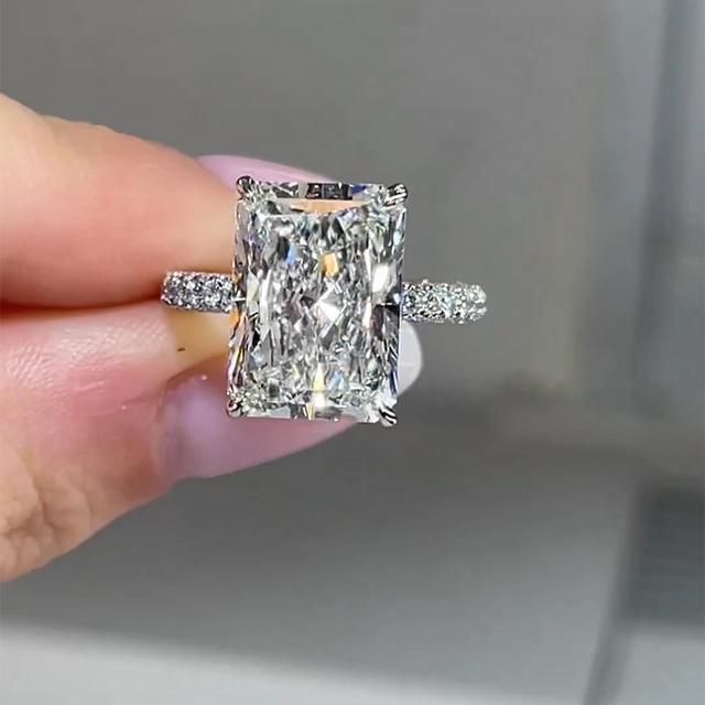 Bague de fiançailles élégante en argent sterling 925, coupe radiante