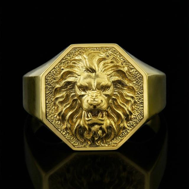 Signet Lion Rings for Men