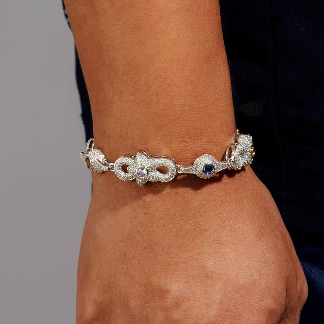 Bracelet amulette étoile infini mauvais œil coloré Iced Out 14 mm