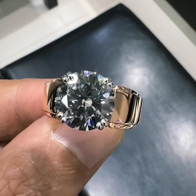 Iced Out 5CT Round Cut Men‘s Ring
