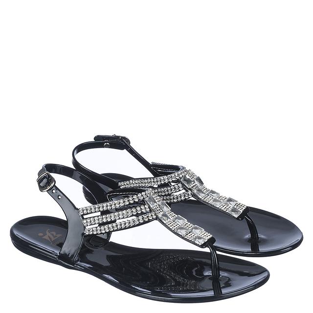 Women HDK-88 Flat Sandals Black Sandals 7 Black