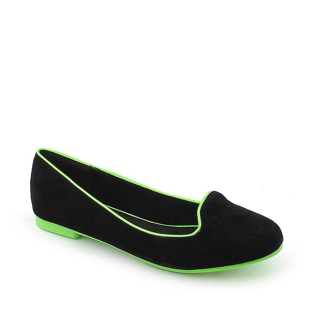 Women Mindy-AS Casual Flat Shoe Black Velvet/Neon Green Casual 5.5 Black Velvet/Neon Green