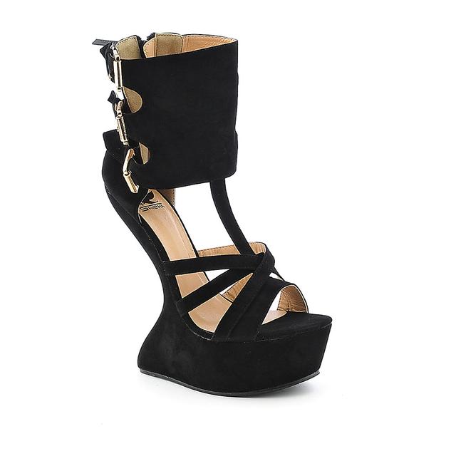 Women Freda-02 Black Wedges 5.5 Black