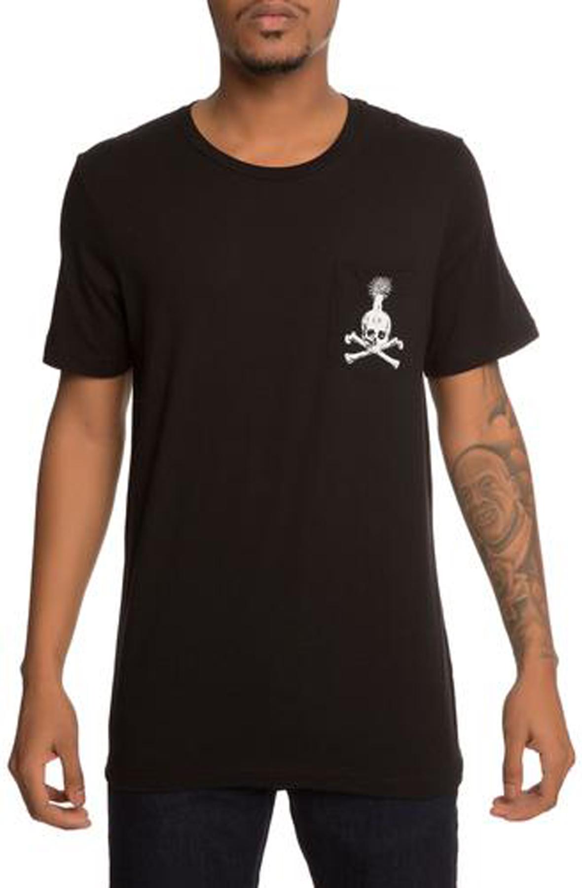 Men Skull Illuminated Pocket T-shirt Black T-shirts S Black