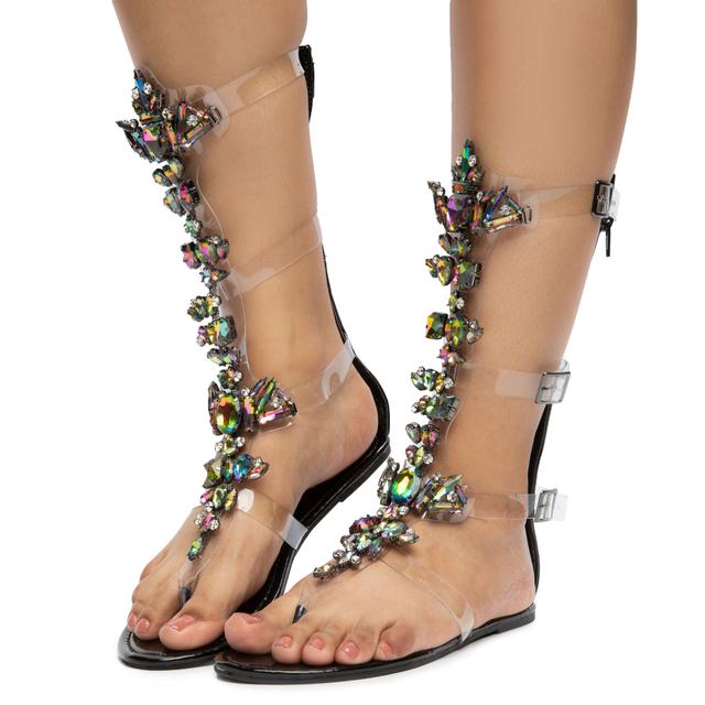 Women Marlo-30 Rhinestone Sandals Black Sandals 7 Black