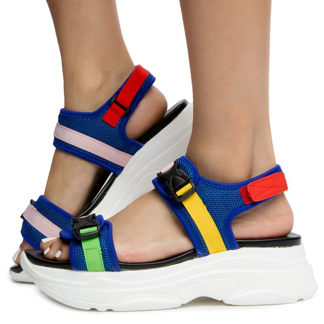 Women NELLIE-7 PLATFORM SANDALS BLUE MULTI Sandals 7 BLUE MULTI