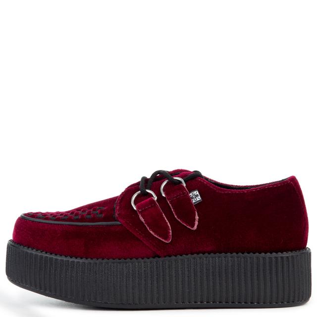 Women T.U.K Burgundy Velvet Viva Mondo Creeper Burgundy Oxford 9 Burgundy