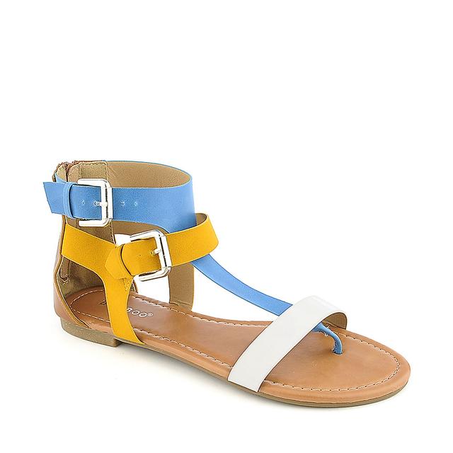 Women Grayson-05 Thong Sandal Blue/Mustard/White Shoes 6.5 Blue/Mustard/White