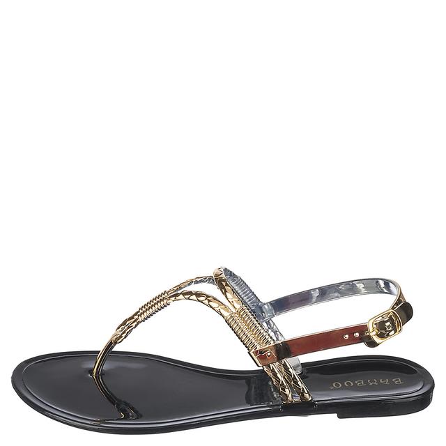 Women Accent-01 Thong Sandal Black/Gold Sandals 6 Black/Gold
