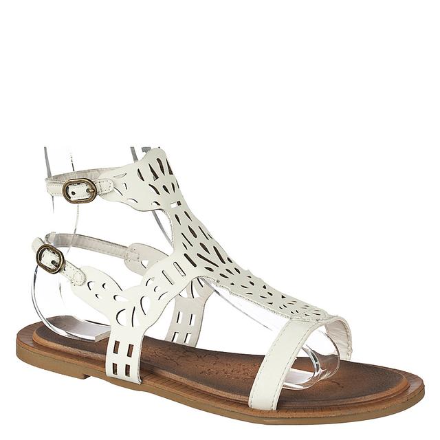 Women BURNISH PU FLAT SAND Sandals 7 White
