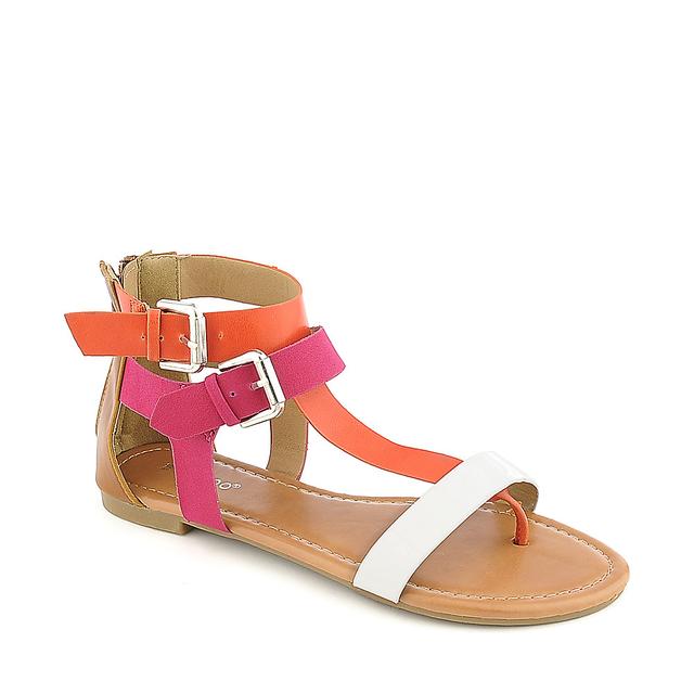 Women Grayson-05 Thong Sandal Orange/Pink/White Shoes 7.5 Orange/Pink/White