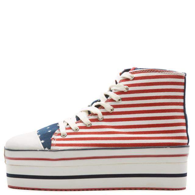 Women Elevation Stars & Stripes Sneakers White/Navy/Red Sneakers 8 White/Navy/Red