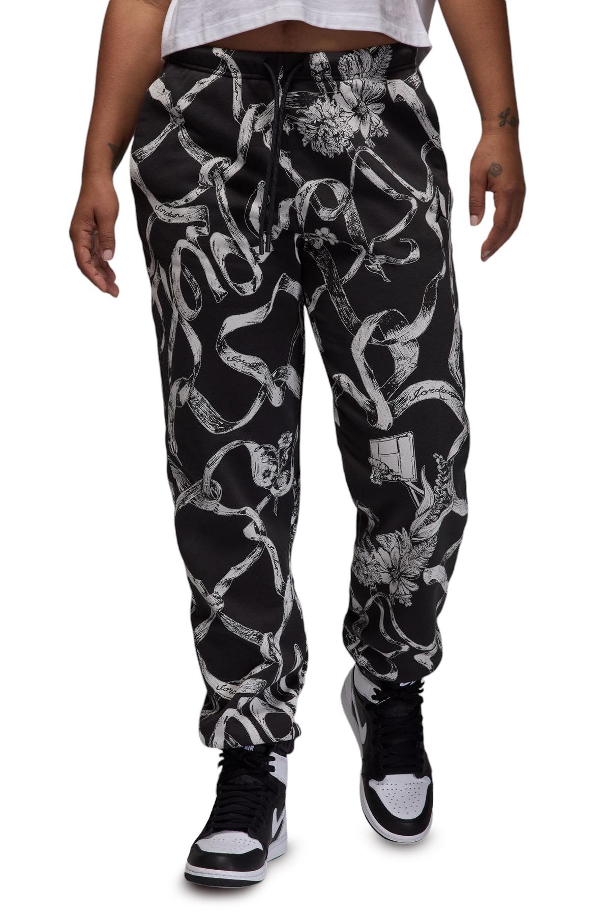 Women Brooklyn Fleece Printed Pants Off Noir/Black Sweatpants L Off Noir/Black