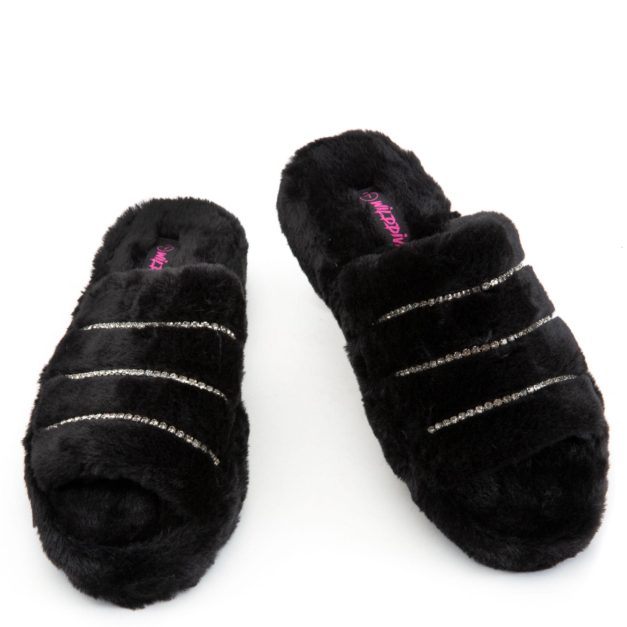Women Cupcake Fur Sandals Black Fur Sandals 5 Black Fur