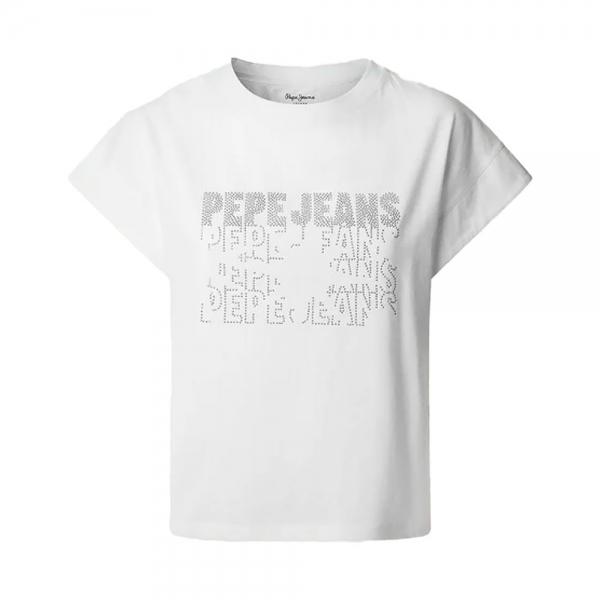 Pepe Jeans  Camisetas, tops e polos Branco - T-SHIRT COM LOGOTIPO STRASS - eu - Ref.
