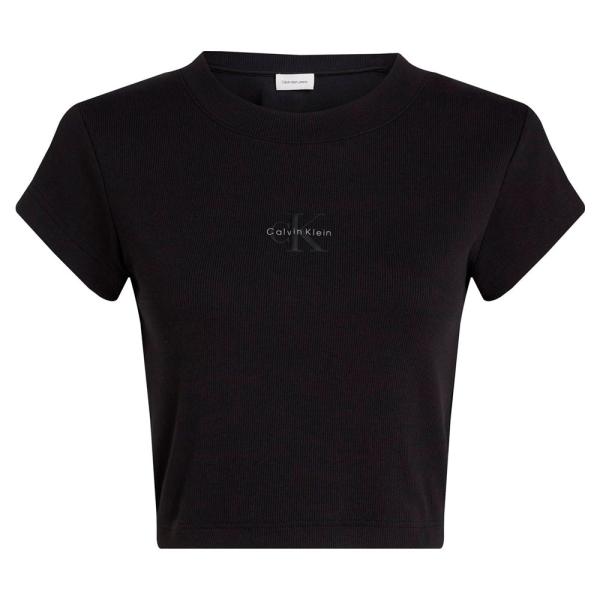 Calvin Klein  T-shirt, top e polo Nero - T-SHIRT SLIM CROPPED CON MONOGRAMMA - S - Ref.