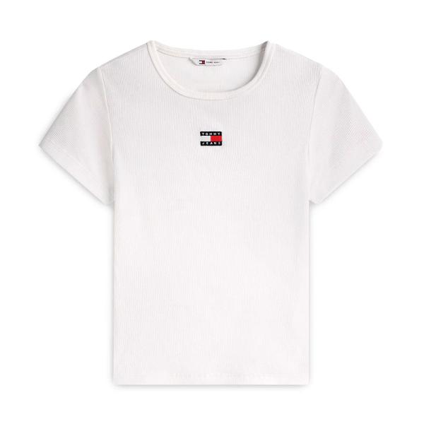 Tommy Hilfiger  Camisetas, tops y polos Blanco - CAMISETA SLIM ACANALADA CON PARCHE - M - Ref.