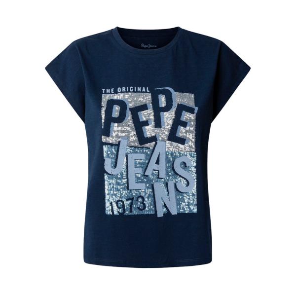Pepe Jeans  T-shirts, hauts et polos Bleu marine - T-SHIRT IMPRIMÉ MAXI LOGO - S - Ref.