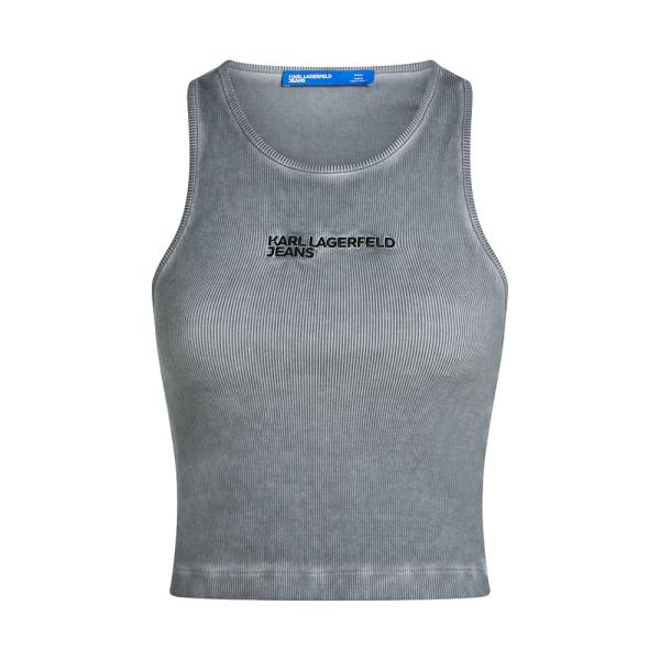 Karl Lagerfeld Jeans  T-shirt, top e polo Grigio - T-SHIRT CON MANICHE A COSTINE EFFETTO LAVATO - L - Ref.