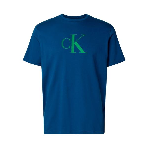 Calvin Klein  T-shirts Bleu - T-SHIRT CLASSIQUE MONOGRAMME CENTRAL - L - Ref.