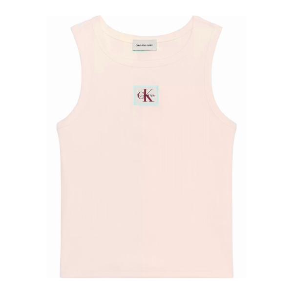 Calvin Klein  T-shirt, top e polo Rosa - Canotta in cotone elasticizzato a coste - L - Ref.