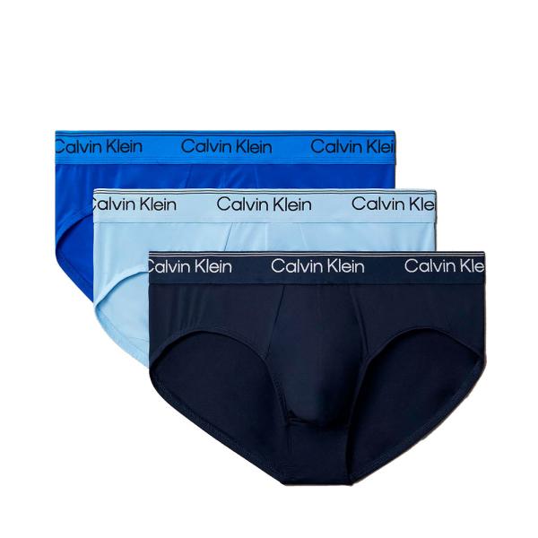 Calvin Klein Underwear  Unterwäsche Navy blau, Blau - 3er-Pack Hüftslips - Microfaser Stretch - S - Ref.