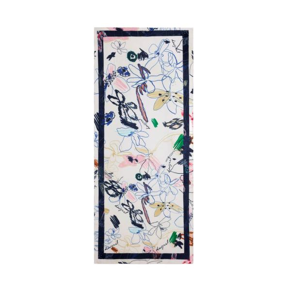 Desigual Rechteckiges Taschentuch mit Linien - U Weiß- Ref.