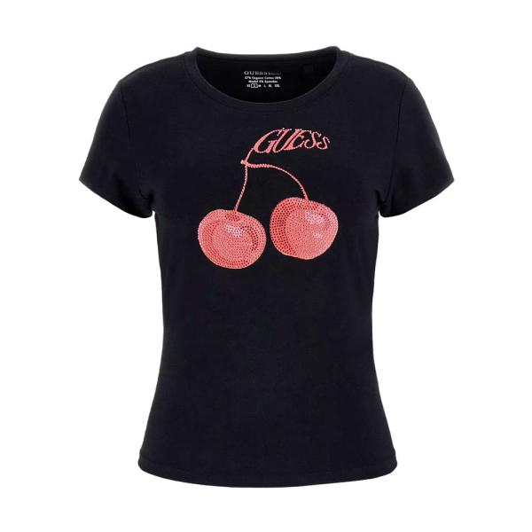 Guess  T-shirts, hauts et polos Noir - T-shirt avec logo imprimé sur le devant - L - Ref.