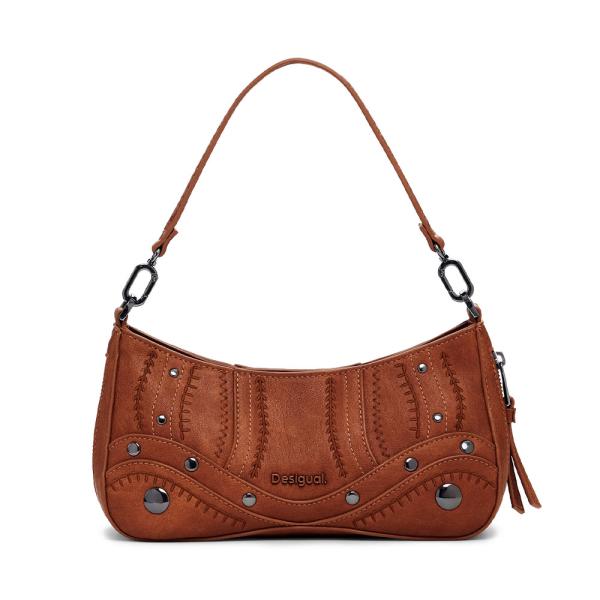 Desigual Small embroidered leather effect bag, Brown - Ref.