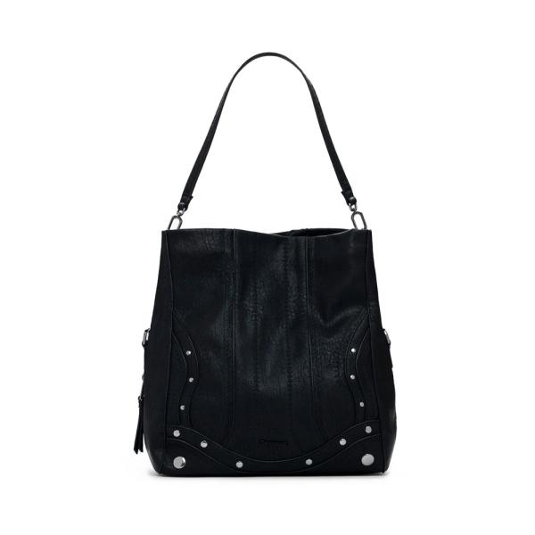 Desigual Borsa media effetto pelle ricamata - U Nero- Ref.