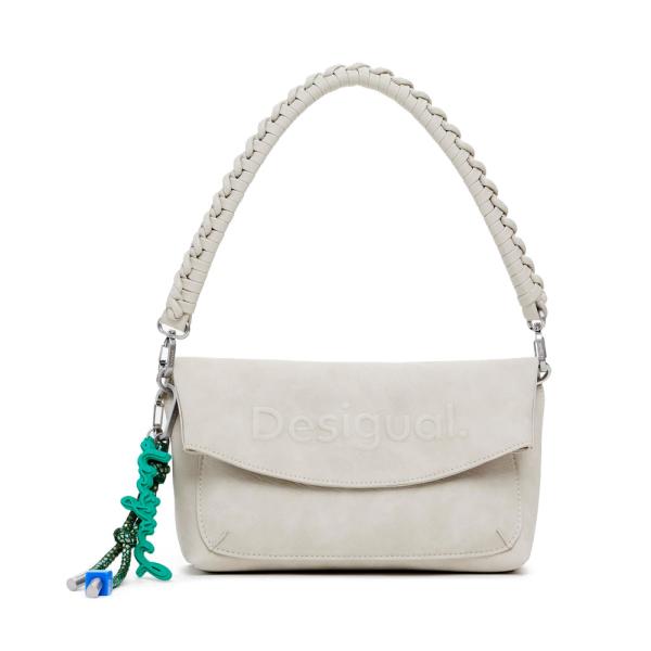 Desigual Medium 3D logo flap bag, White - Ref.