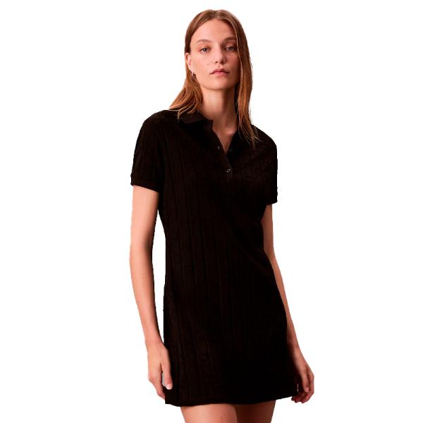 Calvin Klein  Kleider Schwarz - Jacquard-Polokleid mit Logo - S - Ref.