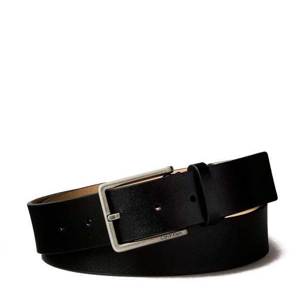 Calvin Klein Cinto de couro granulado - 90 Preto- Ref.