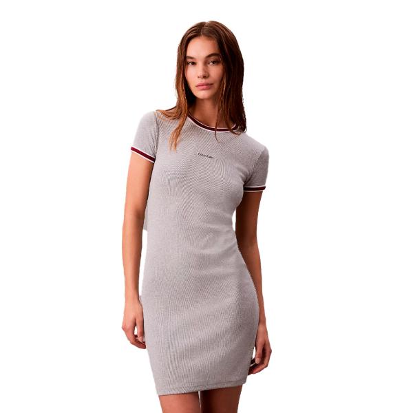 Calvin Klein  Robes Gris - Robe chemise sportive côtelée coupe slim - S - Ref.