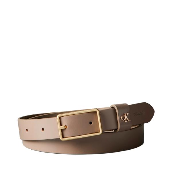 Calvin Klein Grain leather belt with logo, Beige - Ref.