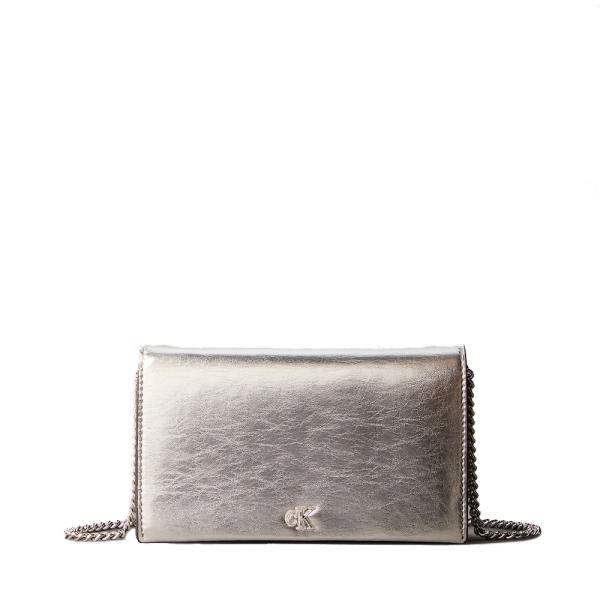 Calvin Klein Monogrammed metal chain wallet, Silver - Ref.