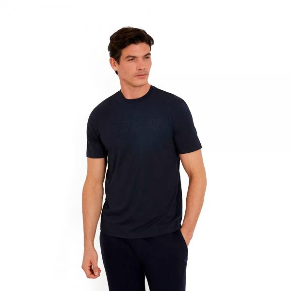 Guess  Magliette blu navy - T-shirt con logo frontale - L - Ref.