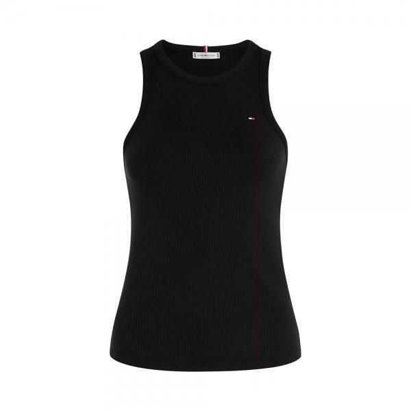 Tommy Hilfiger  Camisetas, tops e polos Preto - T-SHIRT SLIM SEM MANGAS COM NERVURAS - Sim - Ref.